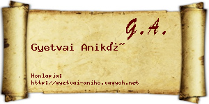 Gyetvai Anikó névjegykártya
